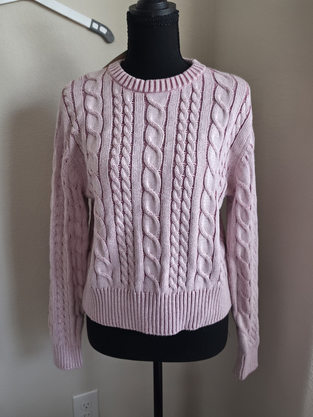 Universal Thread Marled Light Pink Cable Knit Crewneck Sweater NWT S